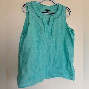 Talbots Petites Tunic Top 100% Linen XL Sleeveless Career Vacation Coastal Beach
